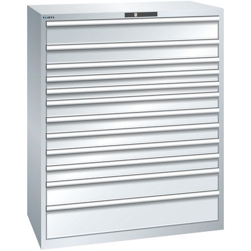 Szafki warsztatowe z szufladami Lista 10, 11 i 12 szuflad, 1193x725x1450 mm - Szafka warsztatowa Lista, 1193x725x1450 mm, 200 kg, 12 szuflad, szara