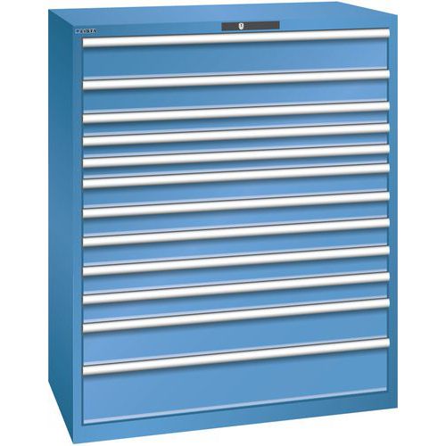 Szafki warsztatowe z szufladami Lista 10, 11 i 12 szuflad, 1193x725x1450 mm - Szafka warsztatowa Lista, 1193x725x1450 mm, 200 kg, 12 szuflad, niebiesk