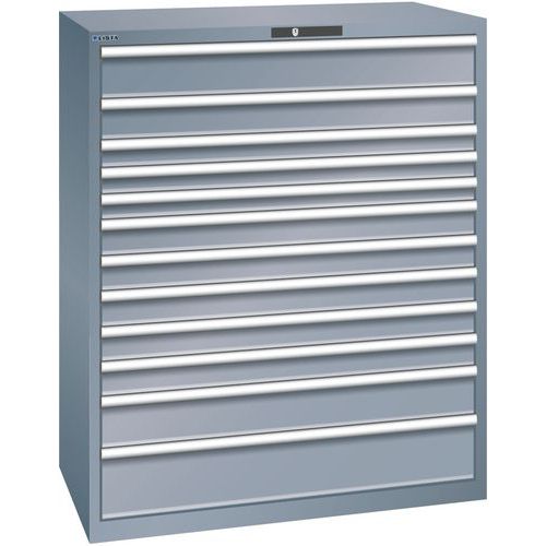 Szafki warsztatowe z szufladami Lista 10, 11 i 12 szuflad, 1193x725x1450 mm - Szafka warsztatowa Lista, 1193x725x1450 mm, 200 kg, 12 szuflad, ciemnosz