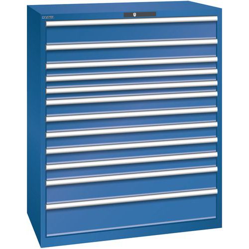 Szafki warsztatowe z szufladami Lista 10, 11 i 12 szuflad, 1193x725x1450 mm - Szafka warsztatowa Lista, 1193x725x1450 mm, 200 kg, 12 szuflad, ciemnoni