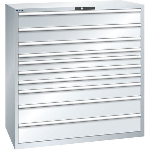 Szafki warsztatowe z szufladami Lista, 1431x725x1450mm, 10 szuflad - Szafka warsztatowa Lista, 1431x725x1450mm, 10 szuflad, szara