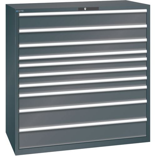 Szafki warsztatowe z szufladami Lista, 1431x725x1450mm, 10 szuflad - Szafka warsztatowa Lista, 1431x725x1450mm, 10 szuflad, czarna