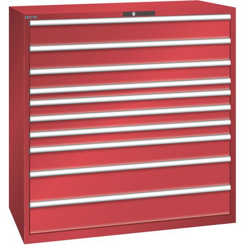 Szafki warsztatowe z szufladami Lista, 1431x725x1450mm, 10 szuflad - Szafka warsztatowa Lista, 1431x725x1450mm, 10 szuflad, czerwona