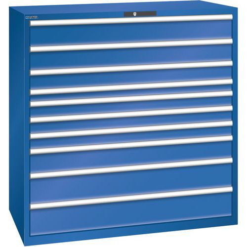 Szafki warsztatowe z szufladami Lista, 1431x725x1450mm, 10 szuflad - Szafka warsztatowa Lista, 1431x725x1450mm, 10 szuflad, kolor fluorescencyjny nieb