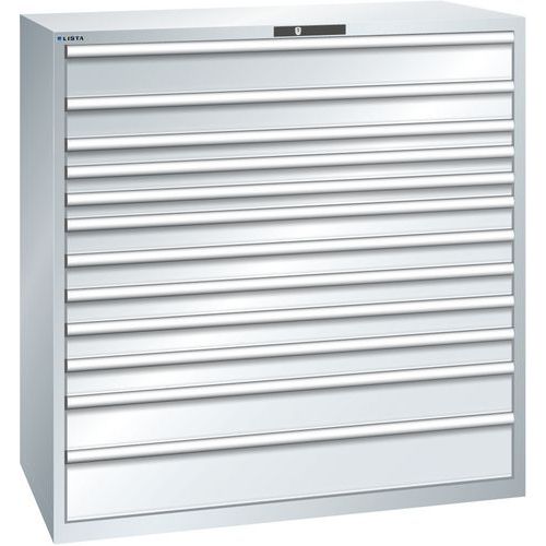 Szafki warsztatowe Lista z szufladami, nośność 200 kg, 12 szuflad. - Szafka warsztatowa Lista, nośność 200 kg, 12 szuflad, kolor szary