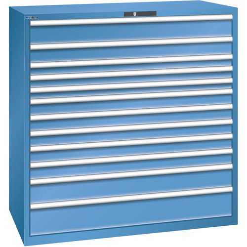 Szafki warsztatowe Lista z szufladami, nośność 200 kg, 12 szuflad. - Szafka warsztatowa Lista, nośność 200 kg, 12 szuflad, niebieska