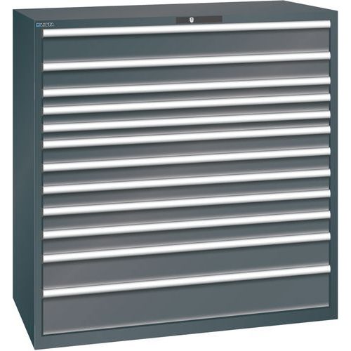 Szafki warsztatowe Lista z szufladami, nośność 200 kg, 12 szuflad. - Szafka warsztatowa Lista, nośność 200 kg, 12 szuflad, kolor czarny