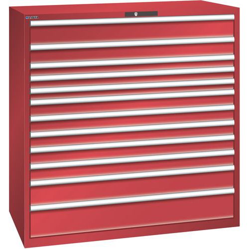 Szafki warsztatowe Lista z szufladami, nośność 200 kg, 12 szuflad. - Szafka warsztatowa Lista, nośność 200 kg, 12 szuflad, kolor czerwony