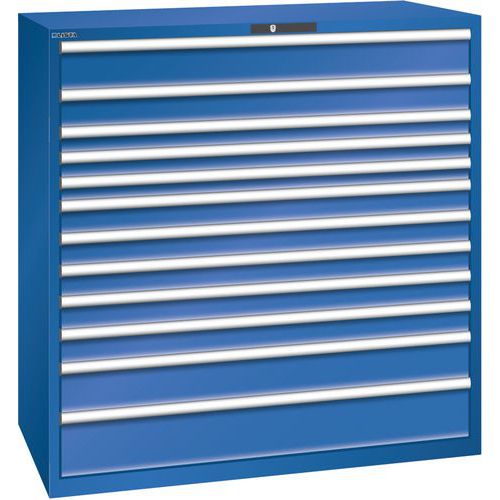 Szafki warsztatowe Lista z szufladami, nośność 200 kg, 12 szuflad. - Szafka warsztatowa Lista, nośność 200 kg, 12 szuflad, kolor fluorescencyjny niebi