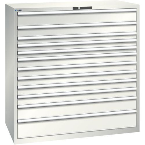Szafki warsztatowe Lista z szufladami, nośność 200 kg, 12 szuflad. - Szafka warsztatowa Lista, nośność 200 kg, 12 szuflad, jasnoszara