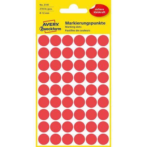Okrągłe etykiety samoprzylepne Avery Zweckform, papierowe, średnica 12 mm - Okrągłe etykiety samoprzylepne Avery Zweckform, papierowe, średnica 12 mm,