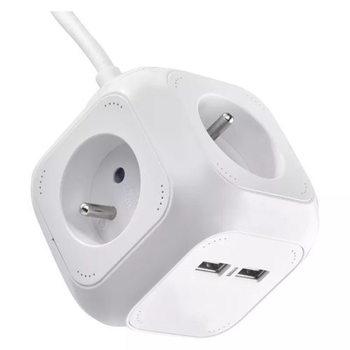 Przedłużacz kostka Emos z USB, 4 gniazda, 1,9 m