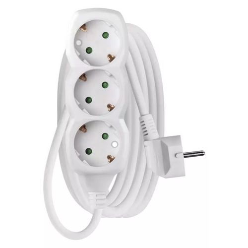 Przedłużacz Emos, SCHUKO, biały, PVC, 3 gniazda, 3 m