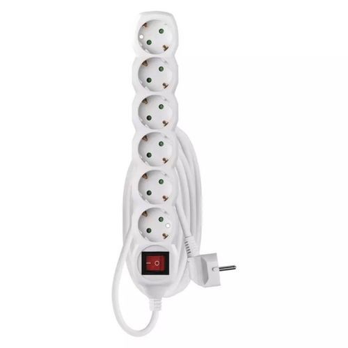 Przedłużacze Emos z wyłącznikiem, SCHUKO, białe, PVC, 6 gniazd - Przedłużacz Emos z wyłącznikiem, SCHUKO, biały, PVC, 6 gniazd, 3 m