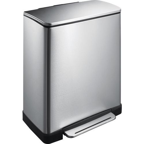 Kosz na odpady selektywne z pedałem E-Cube 28 i 18 l EKO - Kosz na odpady selektywne z pedałem E-Cube 28 + 18 l matowa stal nierdzewna