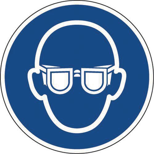 Stosować okulary ochronne - naklejka - Manutan Expert o średnicy 100 mm
