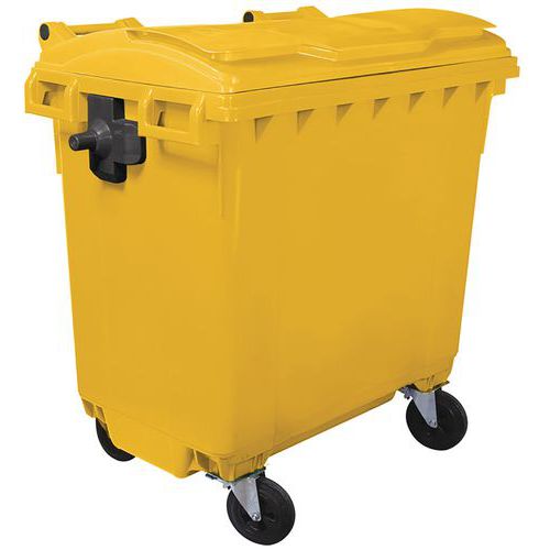 Plastikowe zewnętrzne pojemniki na odpady Manutan Expert, pojemność 770 l - Plastikowy pojemnik na odpady Manutan Expert, pojemność 770 l, żółty