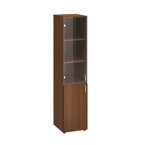 Szafki wysokie wąskie Alfa 500, 178 x 40 x 47 cm, z drzwiczkami szklanymi i z płyty wiórowej – wersja lewa - Szafka wysoka wąska Alfa 500, 178 x 40 x 