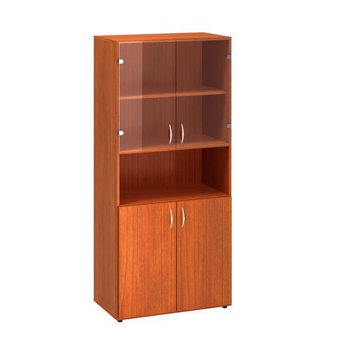 Szafy wysokie szerokie Alfa 500, 178 x 80 x 47 cm, z wnęką oraz drzwiczkami z płyty meblowej i szklanymi - Wysokie szerokie szafy Alfa 500, 178 x 80 x