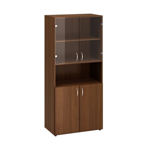Szafy wysokie szerokie Alfa 500, 178 x 80 x 47 cm, z wnęką oraz drzwiczkami z płyty meblowej i szklanymi - Wysokie szerokie szafy Alfa 500, 178 x 80 x