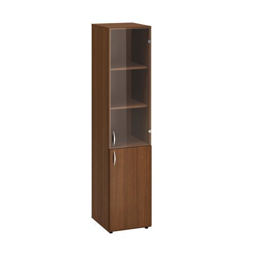 Szafki wysokie wąskie Alfa 500, 178 x 40 x 47 cm, z drzwiczkami szklanymi i z płyty wiórowej – wersja prawa - Szafka wysoka wąska Alfa 500, 178 x 40 x