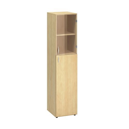 Szafki wysokie wąskie Alfa 500, 178 x 40 x 47 cm, z drzwiczkami szklanymi i z płyty wiórowej – wersja prawa - Szafka wysoka wąska Alfa 500, 178 x 40 x