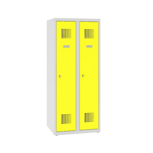 Niższe szafki szatniowe szkolne, 2 słupki, 300 mm, zamek cylindryczny ryglowany w trzech punktach - Niższa szafka szatniowa szkolna, 2 słupky, 300 mm,