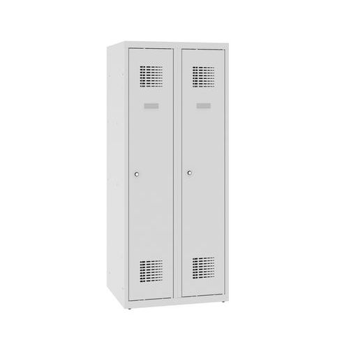 Niższe szafki szatniowe szkolne, 2 słupki, 300 mm, zamek cylindryczny ryglowany w trzech punktach - Niższa szafka szatniowa szkolna, 2 słupky, 300 mm,
