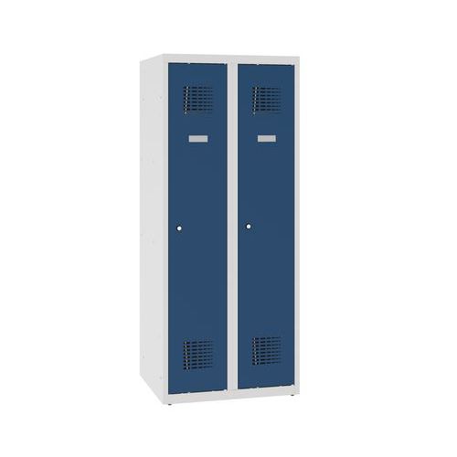 Niższe szafki szatniowe szkolne, 2 słupki, 300 mm, zamek cylindryczny ryglowany w trzech punktach - Niższa szafka szatniowa szkolna, 2 słupky, 300 mm,