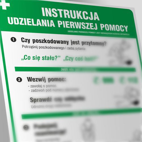 Skrócona instrukcja udzielania pierwszej pomocy 24,5 X 35 nieświec. płyta cienka PCV