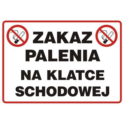 Zakaz palenia na klatce schodowej 14,8 X 21 nieświec. płyta sztywna PCV Zakaz palenia na klatce schodowej 14,8 X 21 nieświec. płyta sztywna PCV