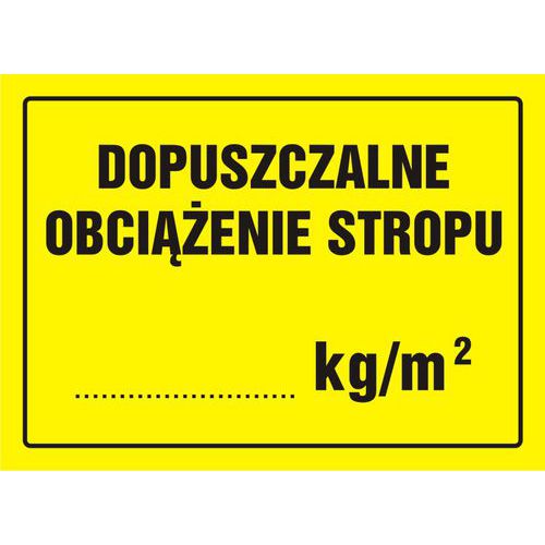 Dopuszczalne obciążenie stropu ........ kg/m2 Dopuszczalne obciążenie stropu ........ kg/m2