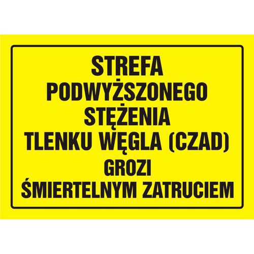 Strefa podwyższonego stężenia tlenku węgla (czadu) - grozi śmiertelnym zatruciem Strefa podwyższonego stężenia tlenku węgla (czadu) - grozi śmiertelnym zatruciem