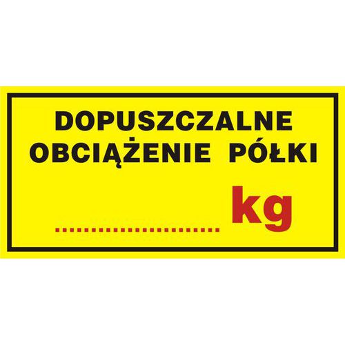 Dopuszczalne obciążenie półki ....... kg 5 X 10 nieświec. płyta sztywna PCV