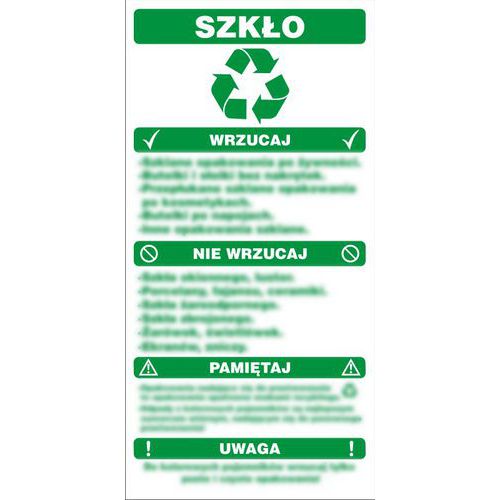 Instrukcja segregacji odpadów - szkło - Instrukcja segregacji odpadów - szkło 15 X 30 nieświec. folia