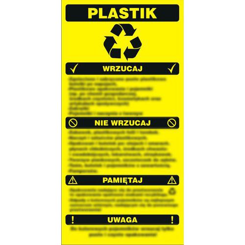 Instrukcja segregacji odpadów - plastik - Instrukcja segregacji odpadów - plastik 15 X 30 nieświec. folia