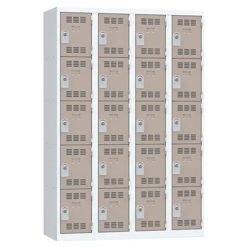 Szafy szatniowe Vinco, o konstrukcji spawanej, 4 słupki, 20 boksów, 300 mm, zamek cylindryczny - Szafa szatniowa Vinco, o konstrukcji spawanej, 4 słup