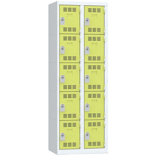 Szafy szatniowe Vinco, o konstrukcji spawanej, 2 słupki, 10 boksów, 300 mm, zamek cylindryczny - Szafa szatniowa Vinco, o konstrukcji spawanej, 2 słup