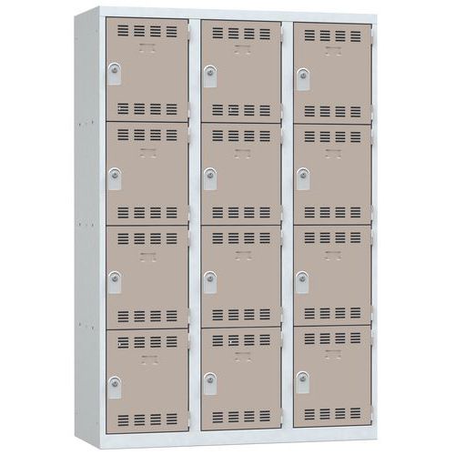 Szafy szatniowe Vinco, o konstrukcji spawanej, 3 słupki, 12 boksów, 400 mm, zamek cylindryczny - Szafa szatniowa Vinco, o konstrukcji spawanej, 3 słup