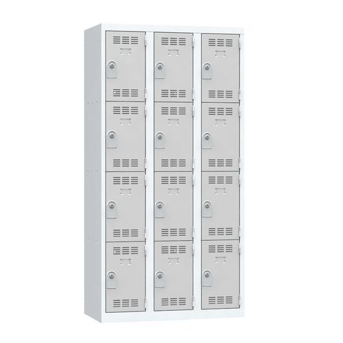 Szafy szatniowe Vinco, o konstrukcji spawanej, 3 słupki, 12 boksów, 300 mm, zamek cylindryczny - Szafa szatniowa Vinco, o konstrukcji spawanej, 3 słup