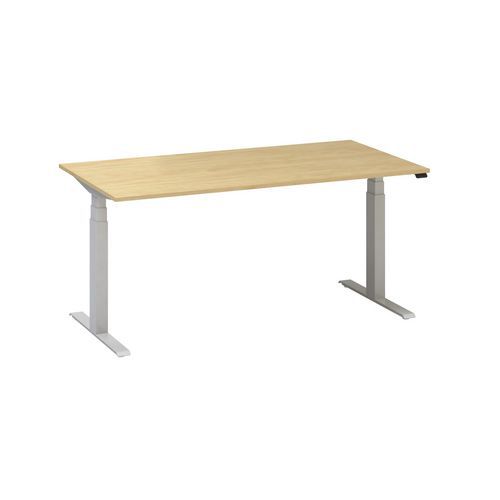 Stoły biurowe z regulacją wysokości Alfa Up z szarymi nogami, 160 x 80 x 61,5-127,5 cm - Stół biurowy z regulacją wysokości Alfa Up z szarymi nogami, 