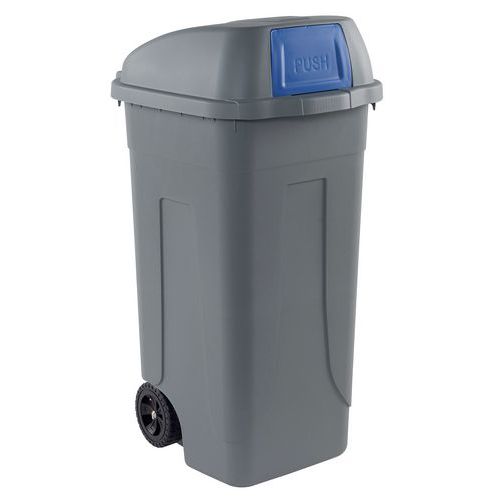 Plastikowe pojemniki zewnętrzne na odpady segregowane, pojemność 100 l - Plastikowy pojemnik na odpady zewnętrzny, pojemność 100 l, szary/niebieski