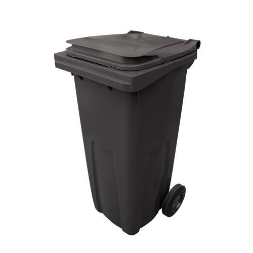 Plastikowe pojemniki zewnętrzne na odpady segregowane, pojemność 120 l - Plastikowy pojemnik zewnętrzny na odpady segregowane, pojemność 120 l, czarny