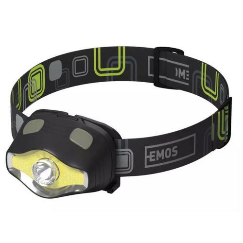 Latarka czołówka COB LED + LED P3536, 220 lm, 100 m, 3× AAA