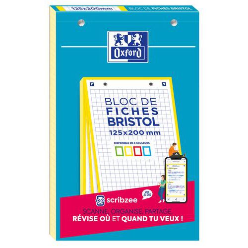 Kwadratowe bloki Oxford Bristol, 125×200 mm - Blok Oxford Bristol w kratkę, 125×200 mm, żółty