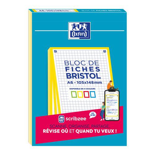 Bloki Oxford Bristol w kratkę, A6 - Blok Oxford Bristol w kratkę, A6, żółty