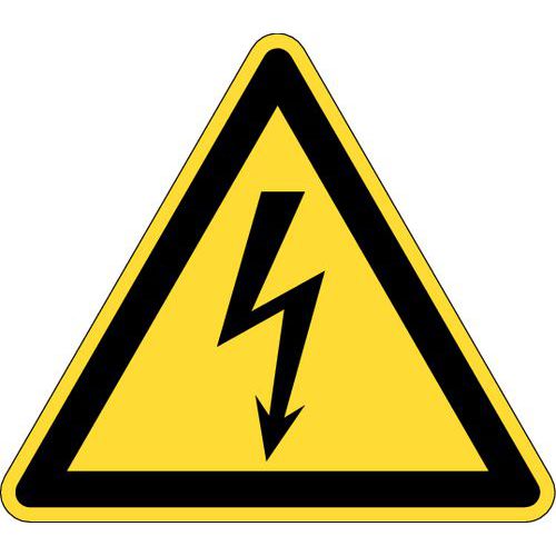 Znaki ostrzegawcze - „Napięcie elektryczne” - Znak ostrzegawczy - "Napięcie elektryczne" - rozmiar: 100 mm, polipropylen