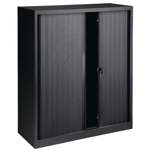 Czarne szafki z żaluzjami, bez półek - Szafka czarna z roletą bez półek, wys. 135 cm, szer. 120 cm