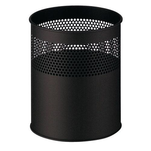 Pół-ażurowy okrągły kosz na śmieci – 10 do 30 l - PERFOROWANY METALOWY KOSZ NA ŚMIECI 30 L CZARNY