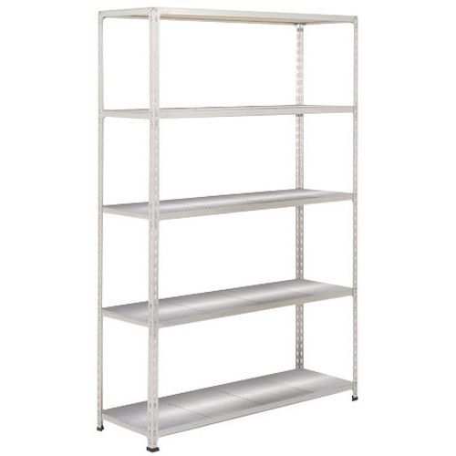 Metalowe regały bezśrubowe Rapid 2 - Regał metalowy Rapid 2, 198 × 152,5 × 45,5 cm, 110 kg/półkę, 5 paneli stalowych, ocynk